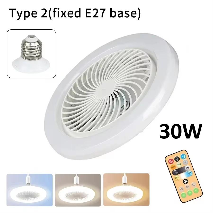 Deckenventilator LED-Licht mit Fernbedienung und 3-Geschwindigkeits-E27-Beleuchtungssockel für Schlafzimmer- und Wohnzimmerbeleuchtung 2-in-1 Deckenventilatorleuchten