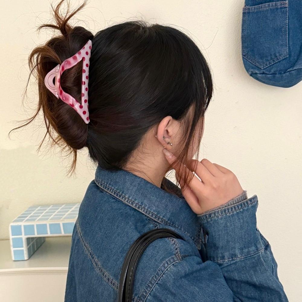 Raspberry Color Hollow Hair Clip Polka Dot Hairpin Fashion Hair Claw Clip Headdress