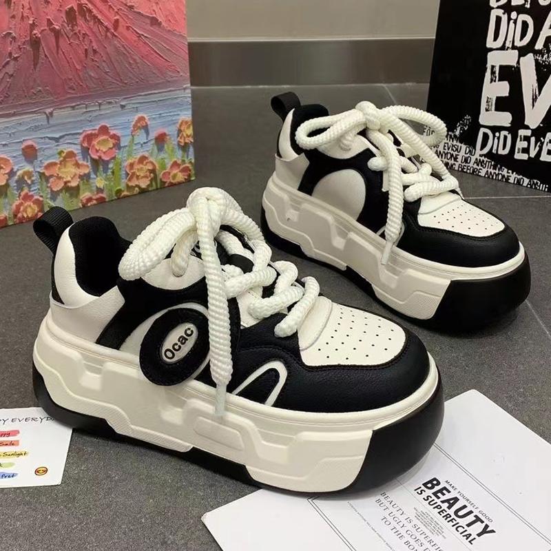 

Women Platform Sneakers Mixed Colors Sports Shoes Lace Up Comfortable Shoes Casual Fashion Outdoor Running Tennis Sneaker Female 40 чорний