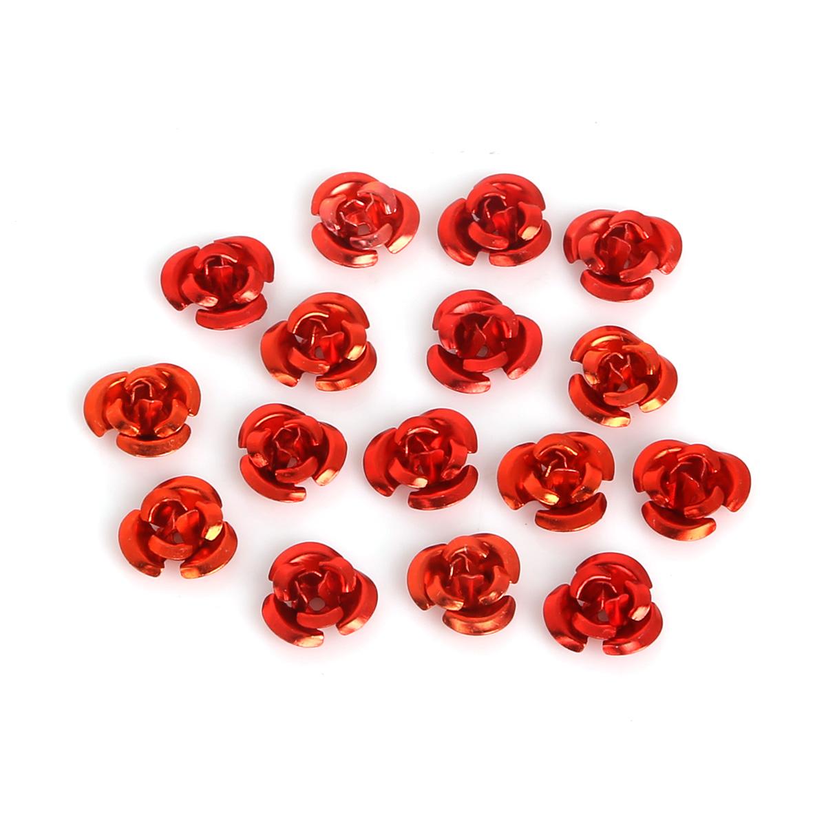 

100 шт., алюминиевые украшения в форме роз, производство, свадебная вечеринка, сделай сам, украшения, разноцветные бусины, украшение для дома 8mm красный