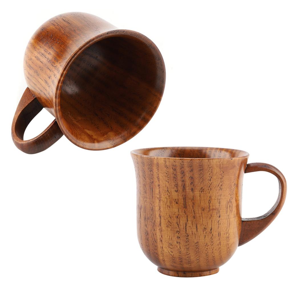Portable Natural Wood Cup with Handle Wooden Teacup Coffee Beer Juice Drinking Mug (#2)