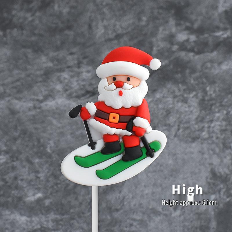 Popular Soft Glue Christmas Cake Ornaments: Santa Claus & Snowman Inserts for Holiday Party Desserts