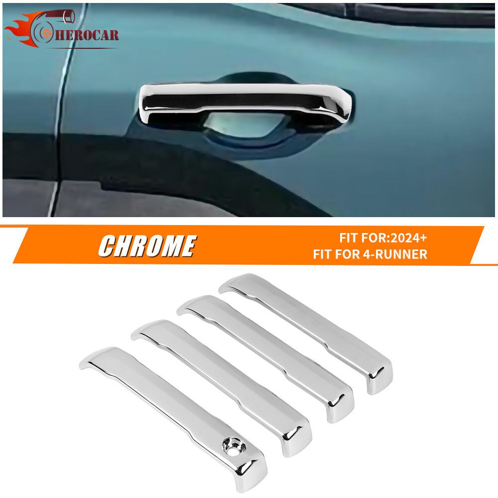4PCS Chrome Door Handle Trim Accessories For 4Runner 2025+ No Smart Key Holes US