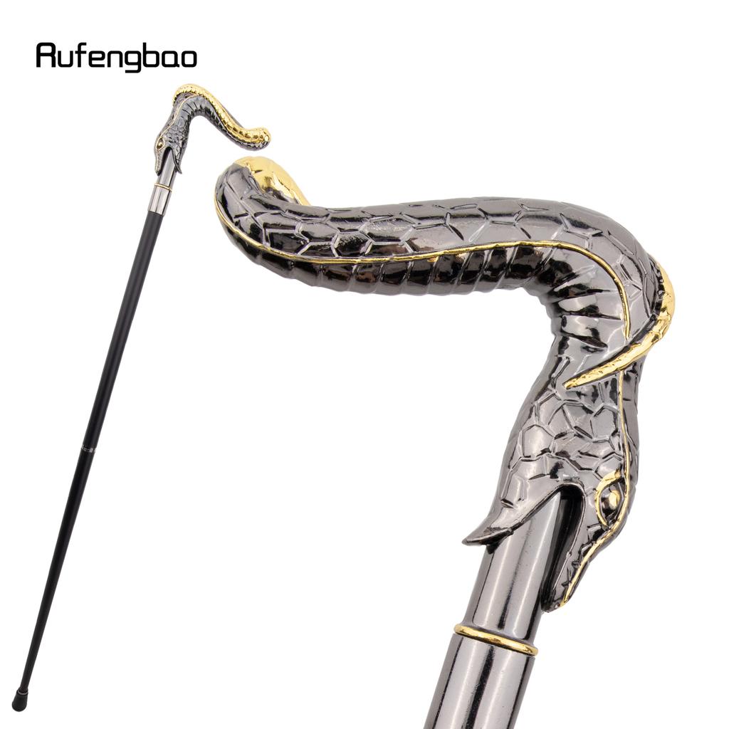 Gyllene Svart Orm Mode Promenadkäpp Dekorativ Vampyr Cospaly Vintage Fest Trendig Käpp Halloween Kräkla 93cm