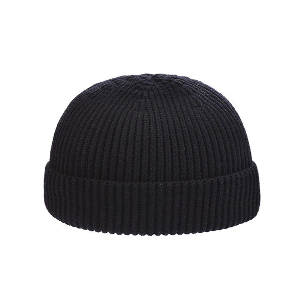 Bonnet Hat Solid Color Women Skullcap Knitted Brimless Hat Korean Style Beanie Hats Men Docker Cap
