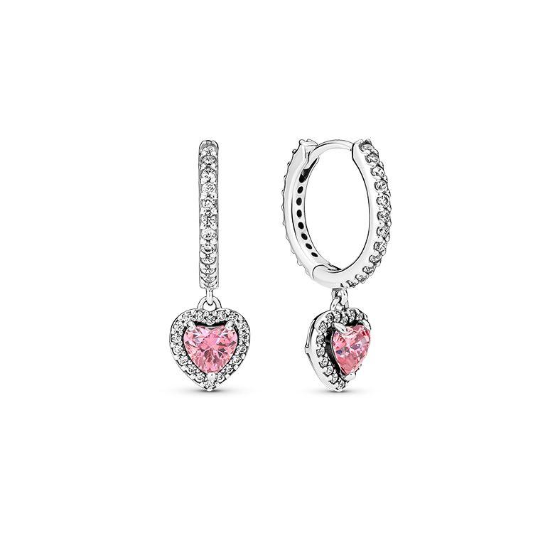Pandora Eternal Heart Pink Heart Earrings Women earrings Silver 291445C01 Shopping Bag