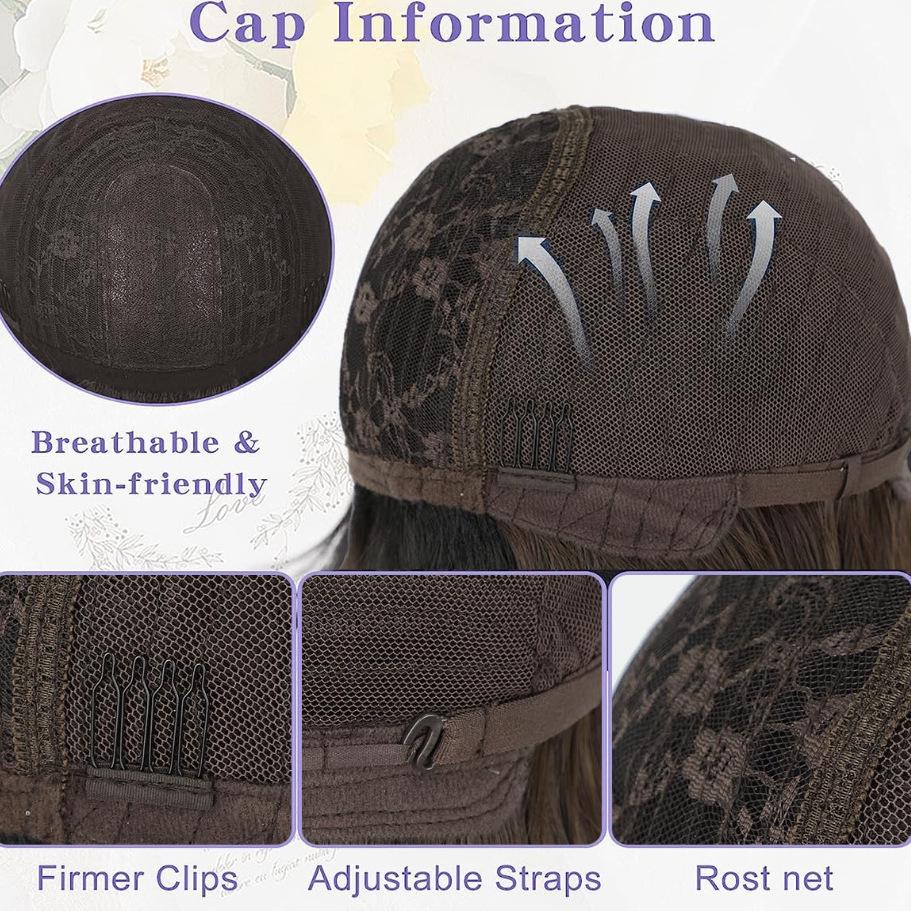 European & American Women's Long Curly Synthetic Wig with Bangs