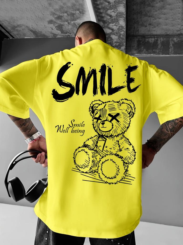 Men's Summer Fashion Letter Printed Comfortable Breathable Round Neck T-shirt Outdoor Street Style Top