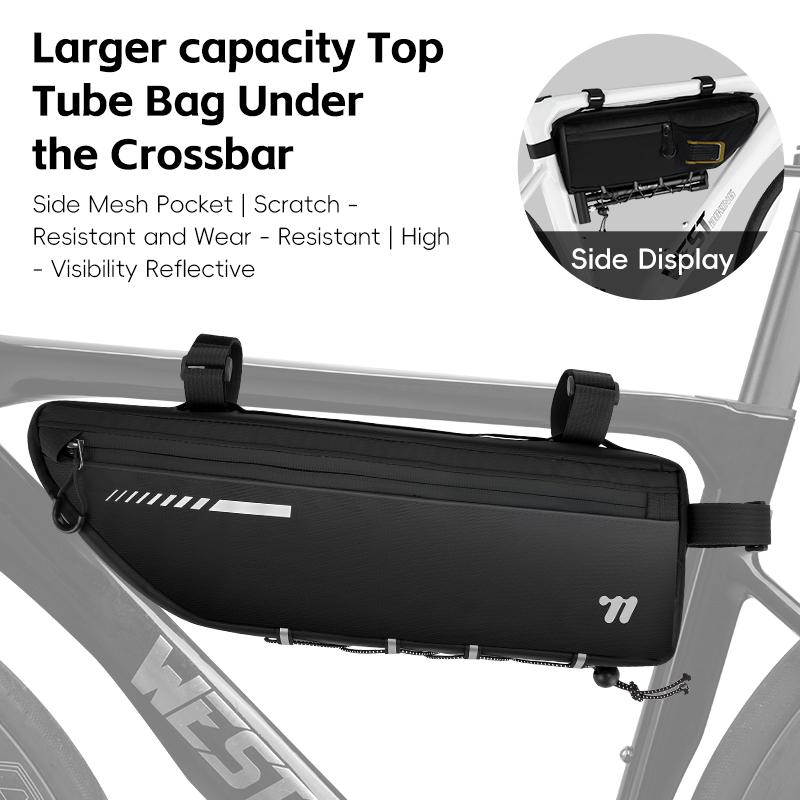 WEST BIKING 2.6L Bicycle Top Tube Bag Large Capacity Scratch Resistant Waterproof Bike Frame Bag MTB Road Bicycle Accessories