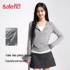 Baleno Women's Faux Two-Piece Long Sleeve Slim-Fit Top