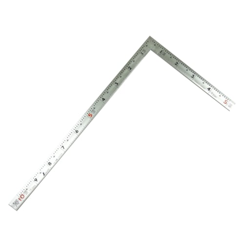 Shinwa Sokutei Curved Ruler, Same Thickness, 1 Shaku (30cm) on Back, Classic Red Numbers, Silver, 10649