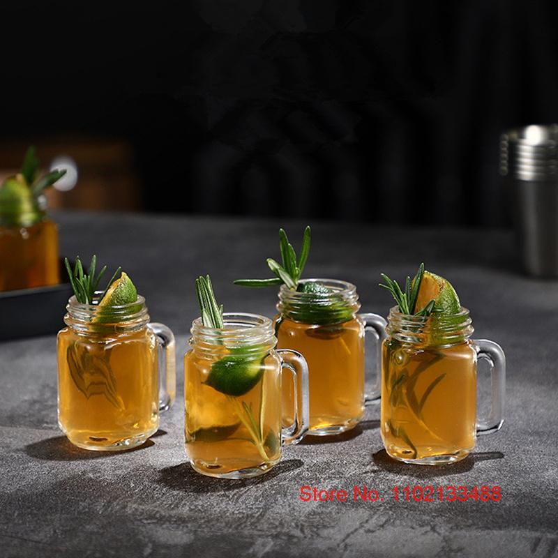 4 buc. Lot Mini Cocktail Borcan Mason Party Pahare de vin Glamour Articole din sticlă pentru femeie Bombă de adâncime Smoothie Cupă de suc Dropshipping