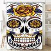 Skull Floral Bath Shower Curtain Decorative Black White Print 72 X 84 Inches High Quality Waterproof Fabric for Bathroom Decor