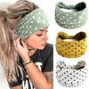 Wide Black Polka Dot Sports Headband for Women - Simple Elastic Fitness Style