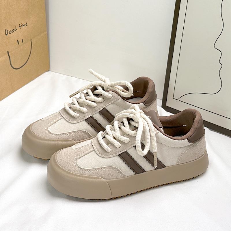 

Майяр женские осенние низкие кеды на толстой подошве коричнево-бежевые повседневные ретро-стиль 40