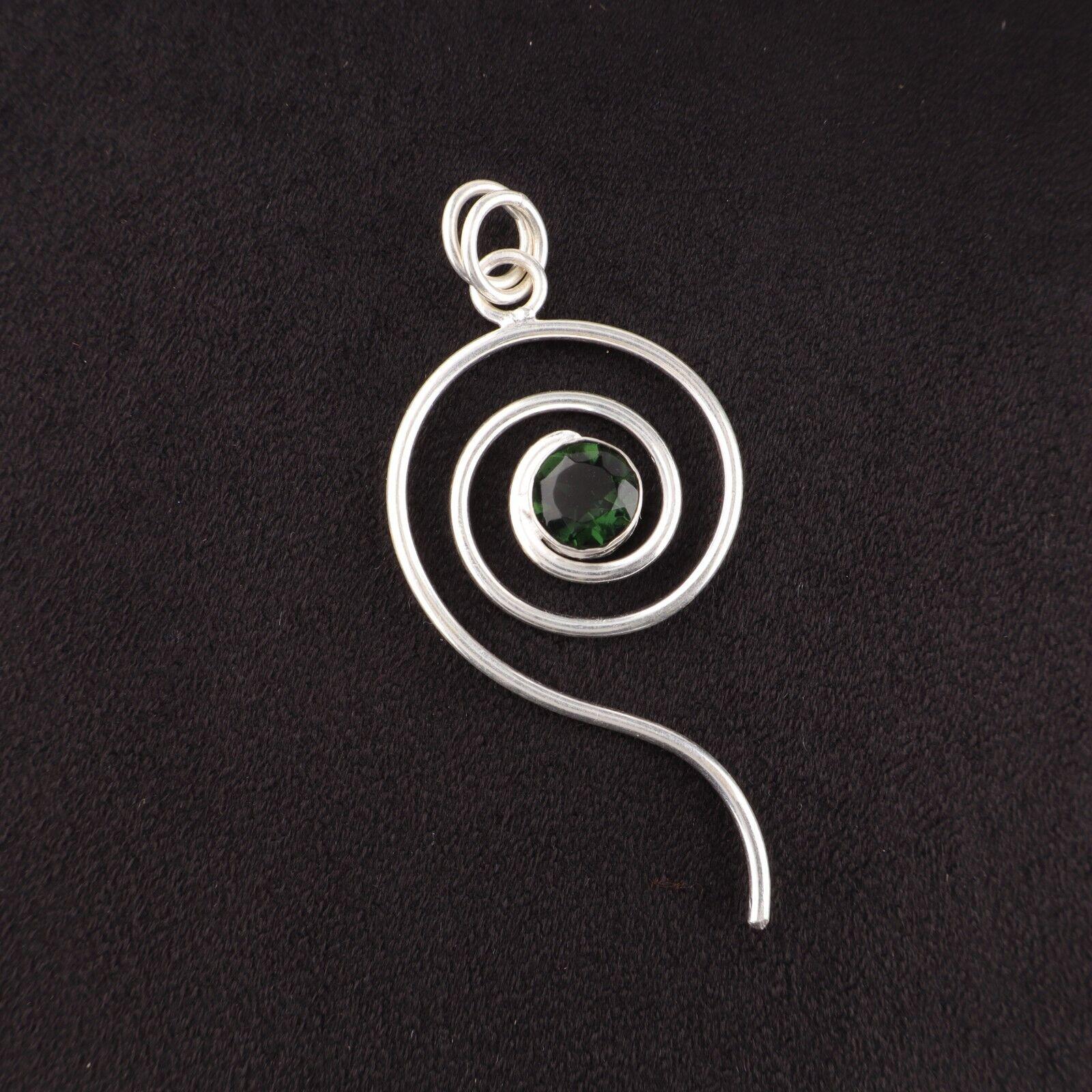 

Green Tourmaline Gemstone 925 Sterling Silver Jewelry Handcrafted Chain Pendant PP-42-50