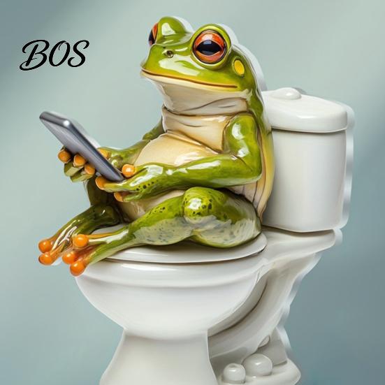 Durable Acrylic Figurine Frog On Toilet Decor, 2D Funny Bathroom Shelf Figure, Cute Decoration Assembled Statue for Desk Living Room Office,