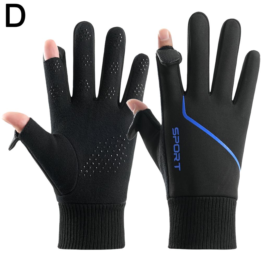 Touch Screen Winter Thermal Gloves Windproof And Warm For Driving Cycling Riding Running For Men Women Two Finger Flap I2G8