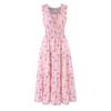 Summer French Sweet Floral Square Neck Tie Elastic Waist Thin Seaside Vacation Dress Long Dress
