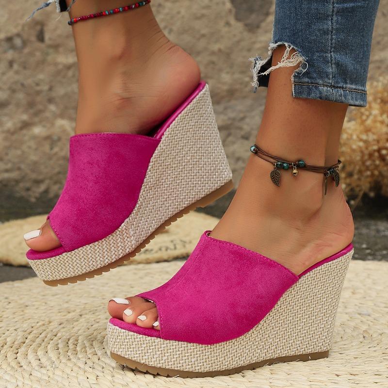 

Fashion 2025 New Ladies Shoes Open Toe Women s Slippers Fashion Outdoor Casual Summer Plus Size Best Seller Super High Wedge Slippers 36