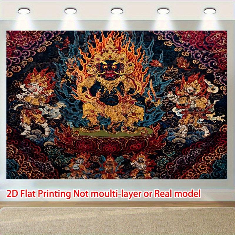 VIKAMA Tibetan Tangka Tapestry Diamond Protector Buddha Statue Buddha Hall Tea Room Zen Living Room Room Decoration