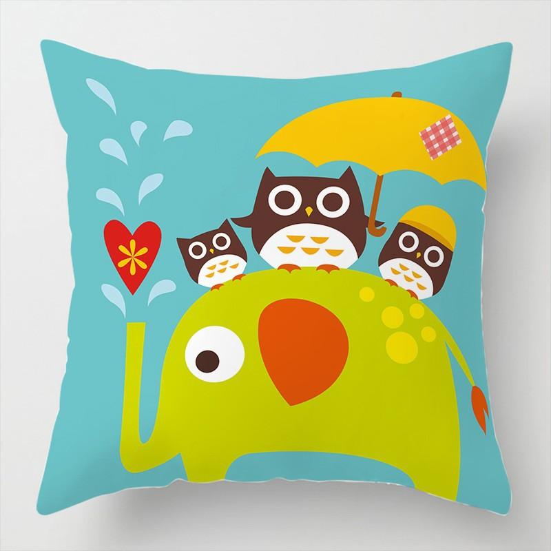 Cartoon Gift Pillow Sofa Bay Window Linen Cushion Cover