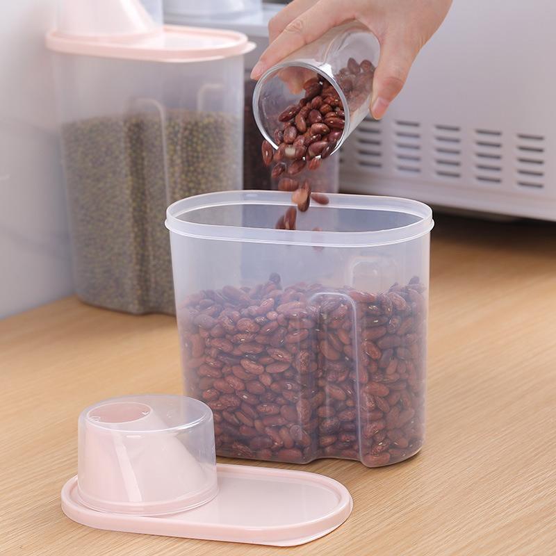 Plastic Storage Box with Measuring Cup Sealed Five Grain and Miscellaneous Grain Tank S/L