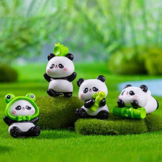 6 ks Mini Panda Figurky Ozdoby Panda na Palubní Desku Auta Miniaturní Zvířecí Ozdoby pro DIY Řemesla Mikro-Krajiny Pohádková Zahrada