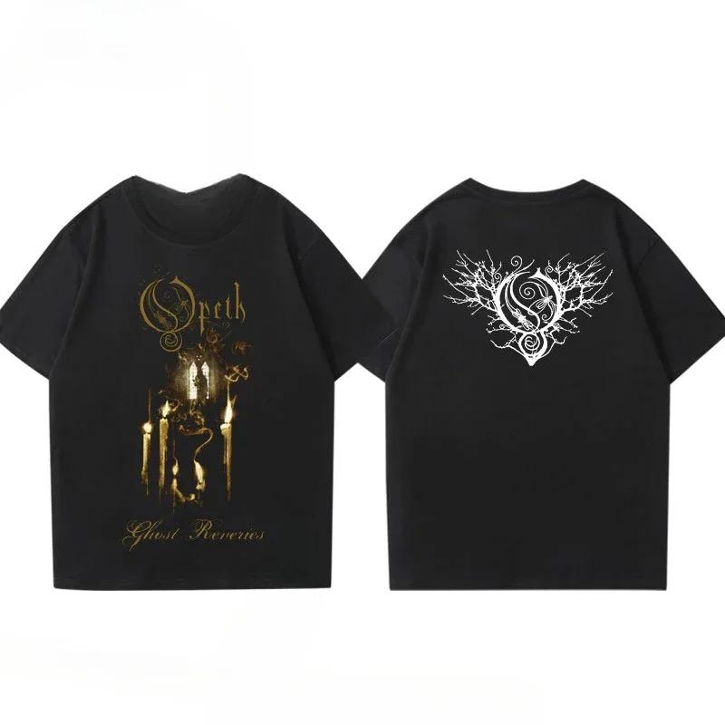 T-shirt Stampata 2026 Vintage Progressive Death Metal per Uomo e Donna Moda Opeth Band Maniche Corte Cotone Streetwear