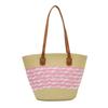 Einschulter-Patchwork-Strobgeflecht-Tasche, Vielseitige Handgeflochtene Tasche, Große Tragetasche, Urlaubs-Strandtasche, Gemüsekorb, Damentasche