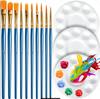 10-Piece Children's Paint Brush Set: Blue Handle Nylon Brushes for Acrylic, Watercolor, and Oil Painting