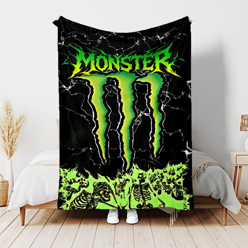 1pc Blanket - Monster Energy LOGO Print Design, Lightweight Blanket for Sofa, Bed- Soft &Warm, Gift for All Seasons