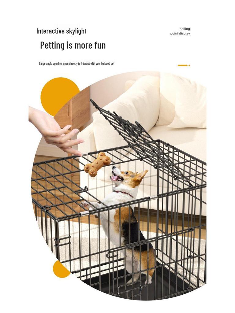 Thickened Wire Folding Dog Cage for Large and Medium Pets
