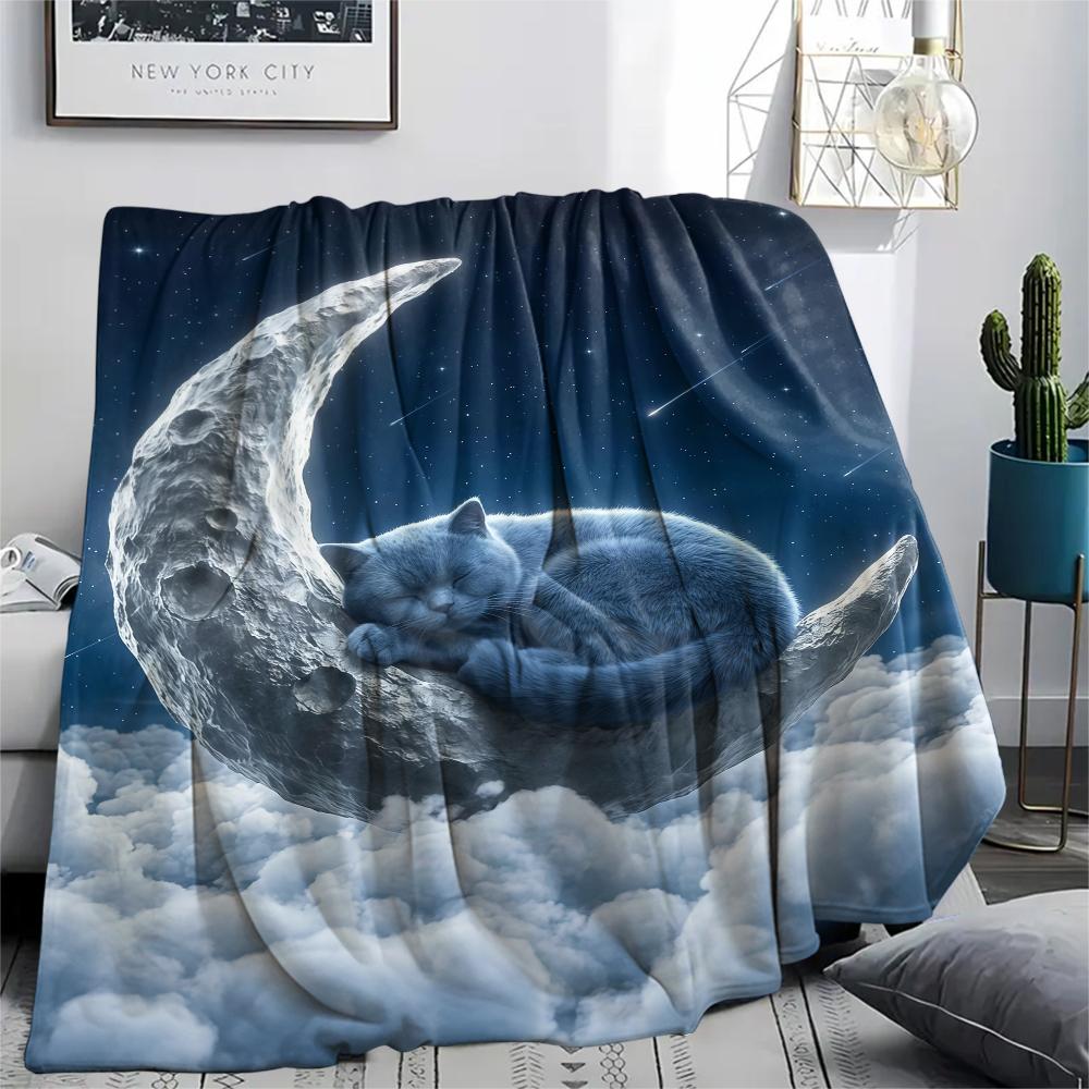 Sleeping clouds small animals Print Flannel Blanket,High quality Comfortable for All Seasons,Home Decor,Warmth and Comfort,Perfect for Christmas Gifts