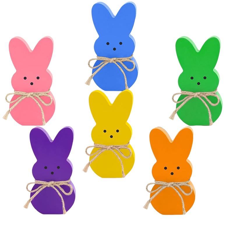 Easter Decorations Indoor, 6PCS Wooden Easter Bunny Decor For Table Easy Install Easy To Use