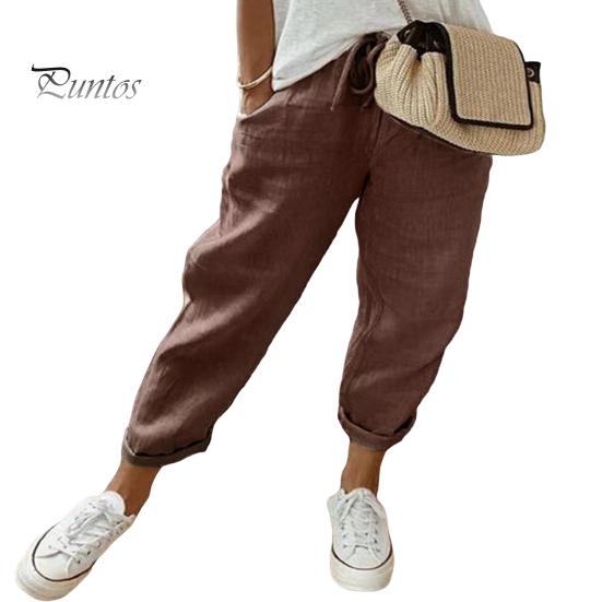 

Женские повседневные брюки, однотонные свободные длинные брюки, эластичный пояс, регулируемые брюки на шнурке с карманами XL кофейный