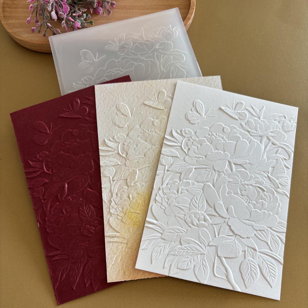 Peacock Flower 3D Embossing Clip for DIY Journals