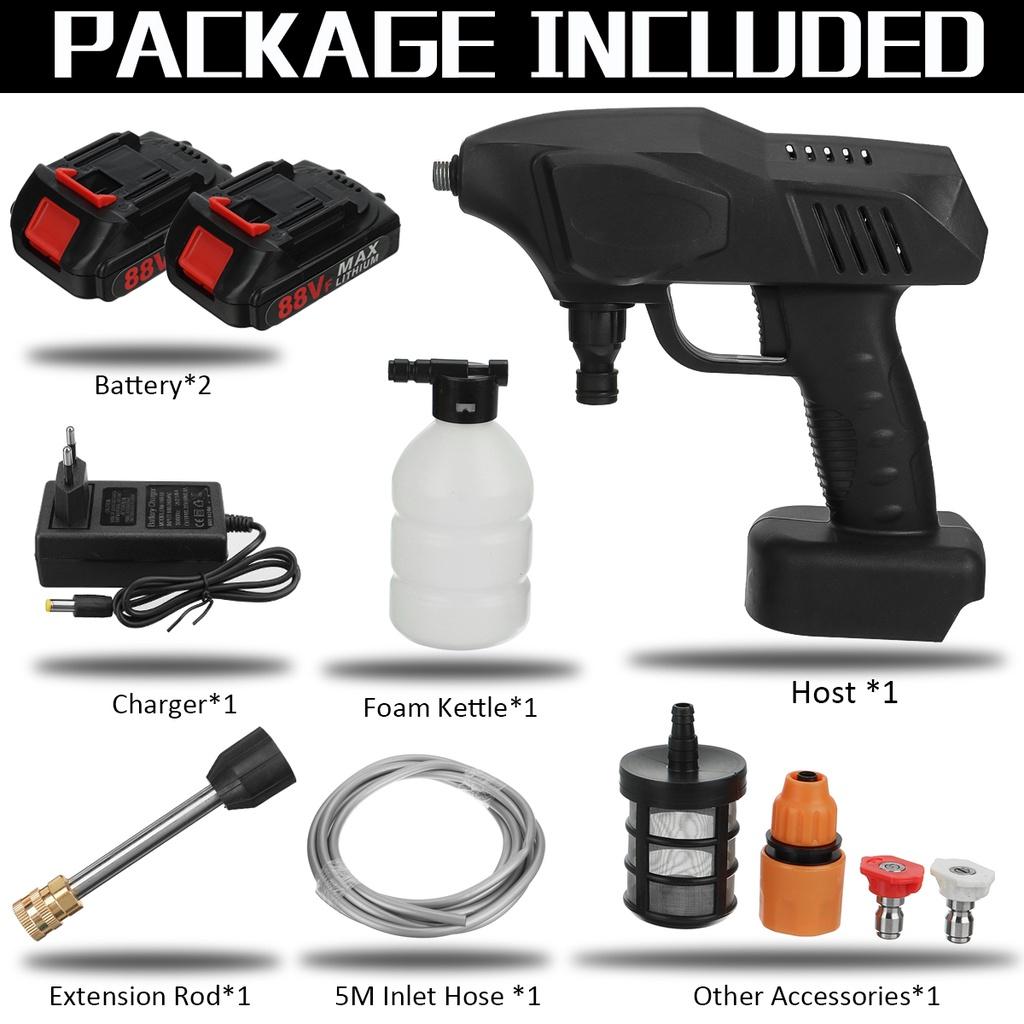 AC 100-240V  1200W High Pressure Cordless Car Washer Spray Water Guns With 2PCS 15000mAh Battery Cleaner Machine For 18V Battery