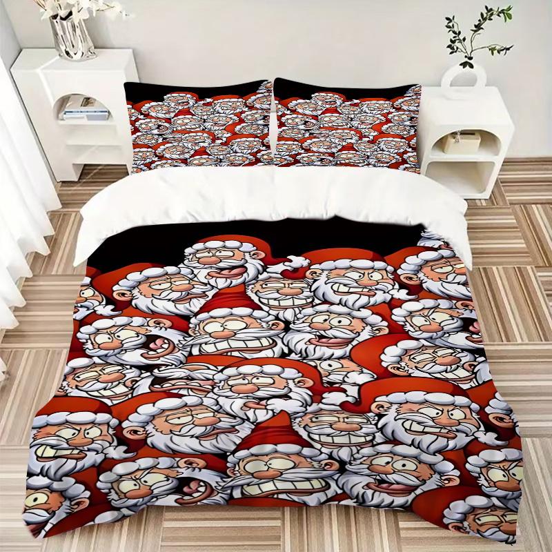 3pcs Christmas Santa Claus Bedding Set, Includes One Quilt Cover and Two Pillowcases (No Core), Festive Gift for Bedroom Decor