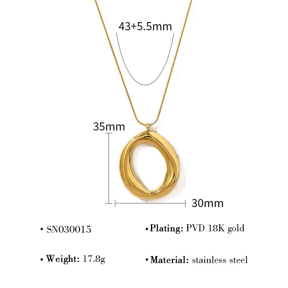 

Minimalist Geometric Shiny O-Ring Pendant Necklace Gold Chain Jewelry Small Aura Fashion