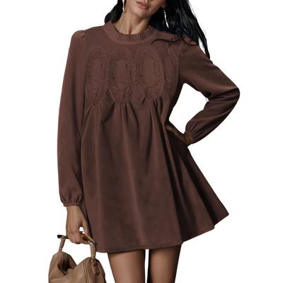 Women's Solid Color Casual Fashion Long Sleeved Round Neck Dress