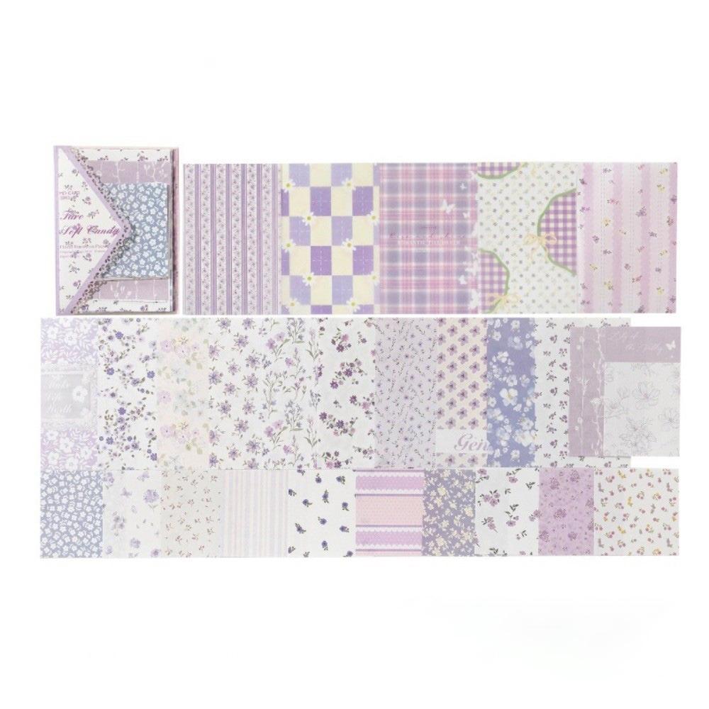 

52Pcs Multi Style Flower Journaling Scrapbooking Paper Retro Decorative Sweet Supply Scrapbook Material Papers фиолетовый