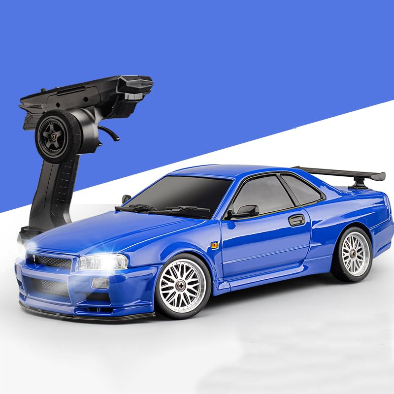 LDR/C 1/18 Scale Drift Car, GTR R34, 2.4GHz Proportional Control, Metal Body, Gyro, Compatible with Technical Standards and Regulations, LD1899