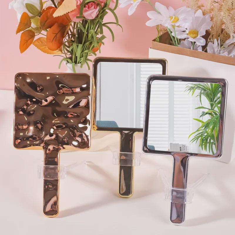 Przenośne Ręczne Biurkowe Lustro z Plastikową Rączką do Makijażu i Salonu Piękności