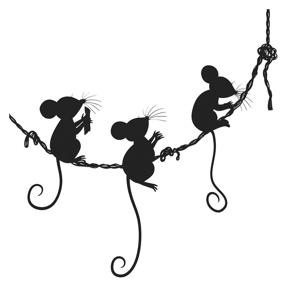 

Cartoon Stealing Mouse Self Adhesive Wall Sticker for Showcase Restaurant Dining Room Decor 30x60CM чёрный