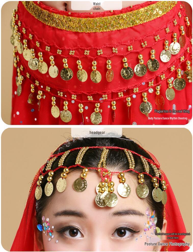 Children's Indian & Xinjiang Folk Dance Costume - Belly Dance Performance Outfit for Girls