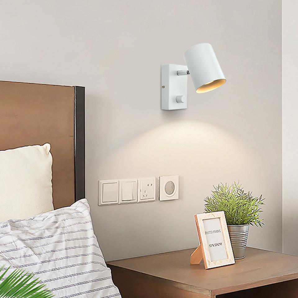 Adjustable Angle Modern Minimalist Bedside Wall Lamp with GU10 Spotlight for Living Room