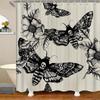 Skull Bathroom Shower Curtain Decor, Death Moth And Flowers Bath Curtain Stalls Decor, Skeleton Bones Shower Curtain