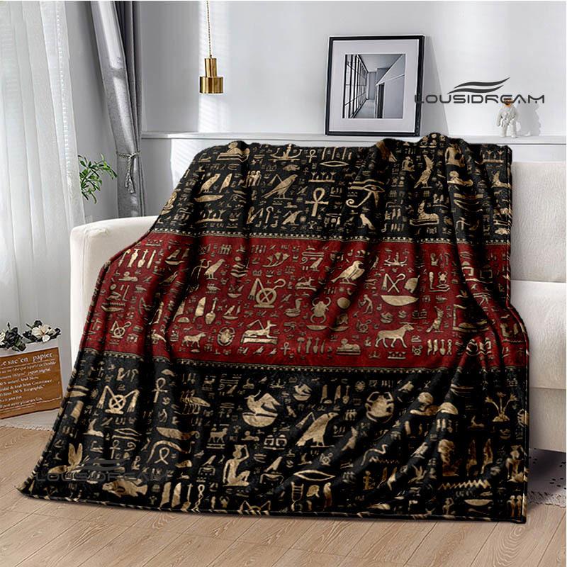 Egyptian pictograph symbol printed blanket Picnic blanket Warm Flannel blankets Home bed linings blankets for beds Birthday Gift