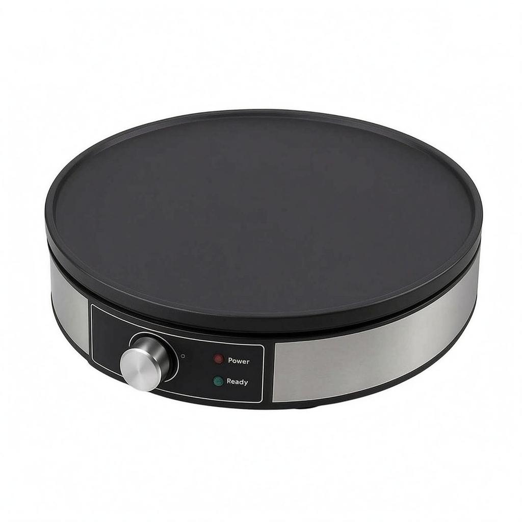 Electric Crepe Maker Adjustable Temperature Griddle Indicator Lights Round